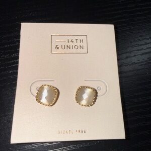 14th & Union Gold and Cream Stud Earrings